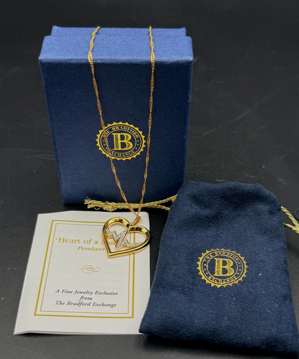 Bradford Exchange Heart of a Nurse Pendant Necklace NEW EKG Pulse Swarovski Box